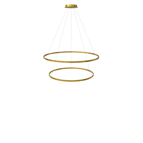 s.luce LED Ring Hängeleuchte 2-flammig Zentrisch in modernem Design und eleganter goldener Ausführung.