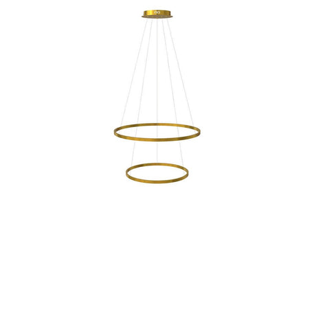 s.luce LED Ring Hängeleuchte 2-flammig Zentrisch mit zwei goldenen Ringen für stilvolle Beleuchtung