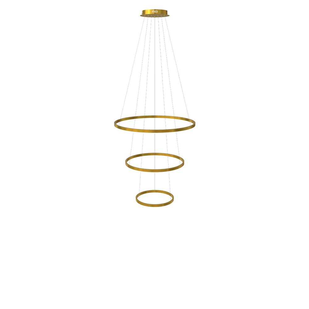 s.luce LED Ring Hängeleuchte 3-flammig Zentrisch mit drei elegant angeordneten Ringen in Gold.