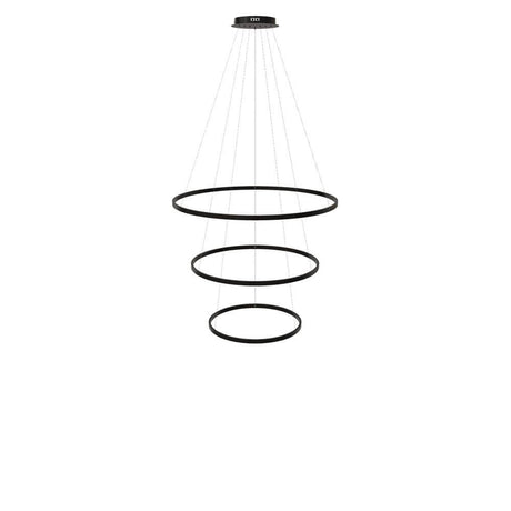 s.luce LED Ring Hängeleuchte 3-flammig Zentrisch mit drei hängenden Ringen in elegantem Design.