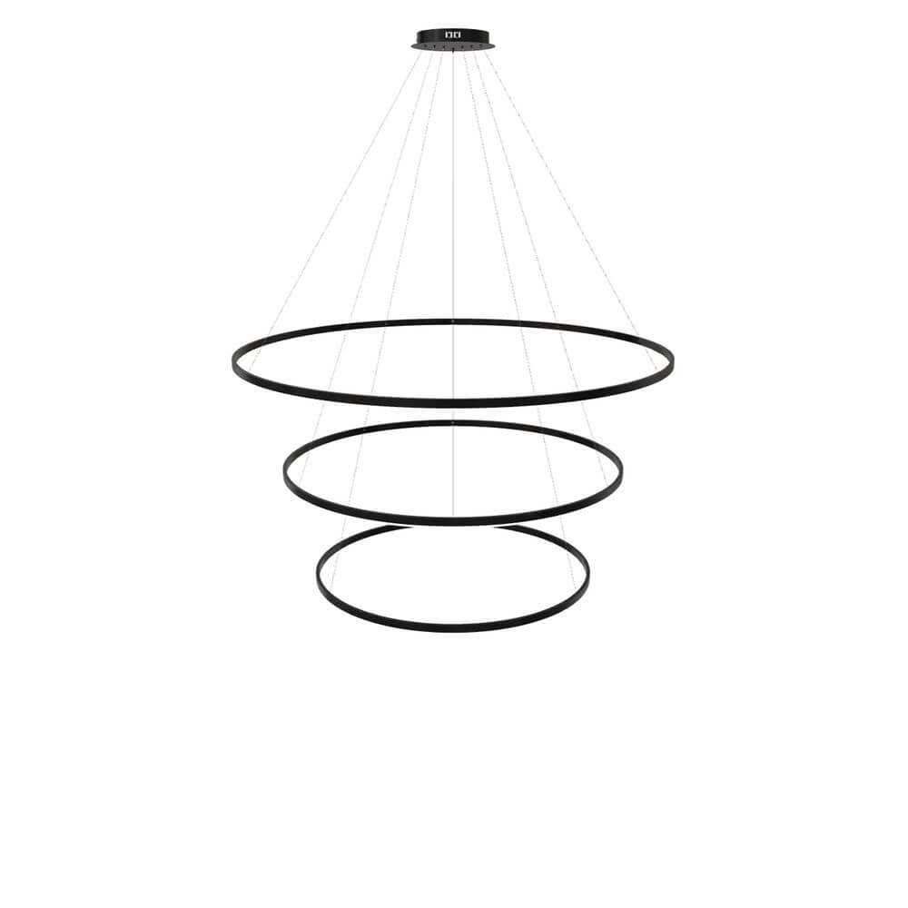 s.luce LED Ring Hängeleuchte 3-flammig Zentrisch in schwarzem, modernem Design mit drei Ringen.