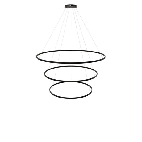 s.luce LED Ring Hängeleuchte 3-flammig Zentrisch in schwarzem, modernem Design mit drei Ringen.