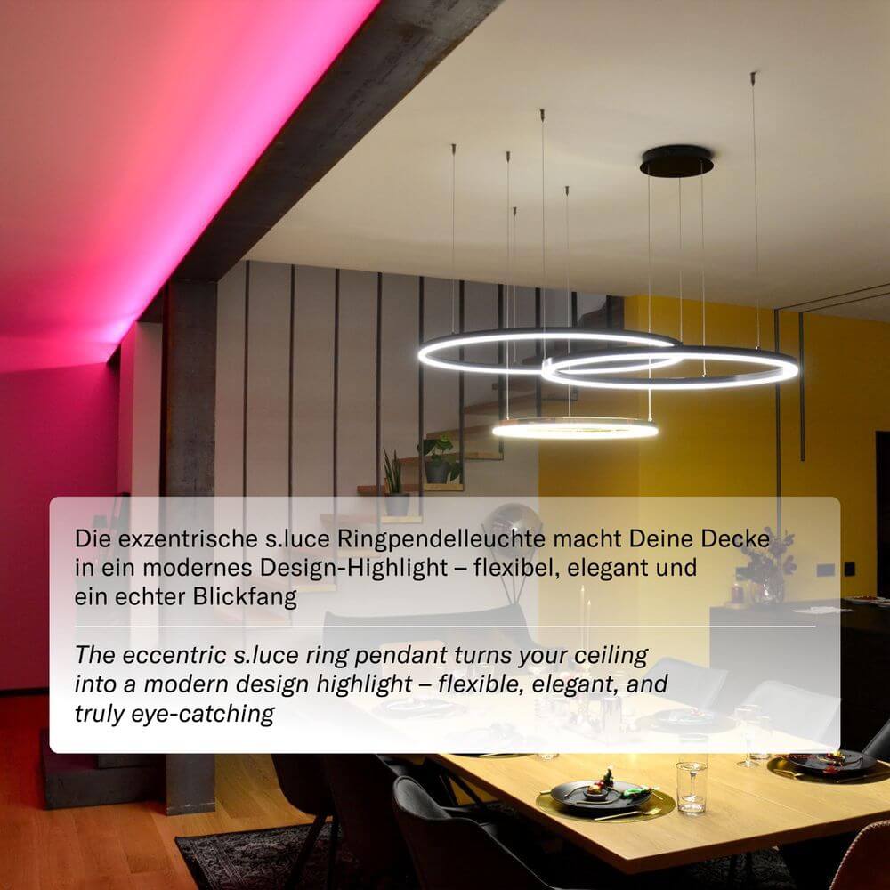 s.luce Lámpara colgante LED de anillo excéntrico de 3 luces
