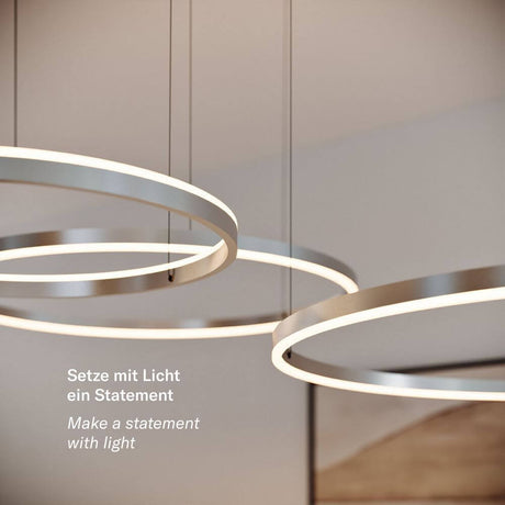 s.luce LED Ring Pendelleuchte 3-flammig Exzentrisch in eleganter Raumbeleuchtung