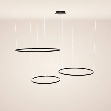 s.luce LED Ring Pendelleuchte 3-flammig Exzentrisch in elegantem Design mit drei hängenden Ringen