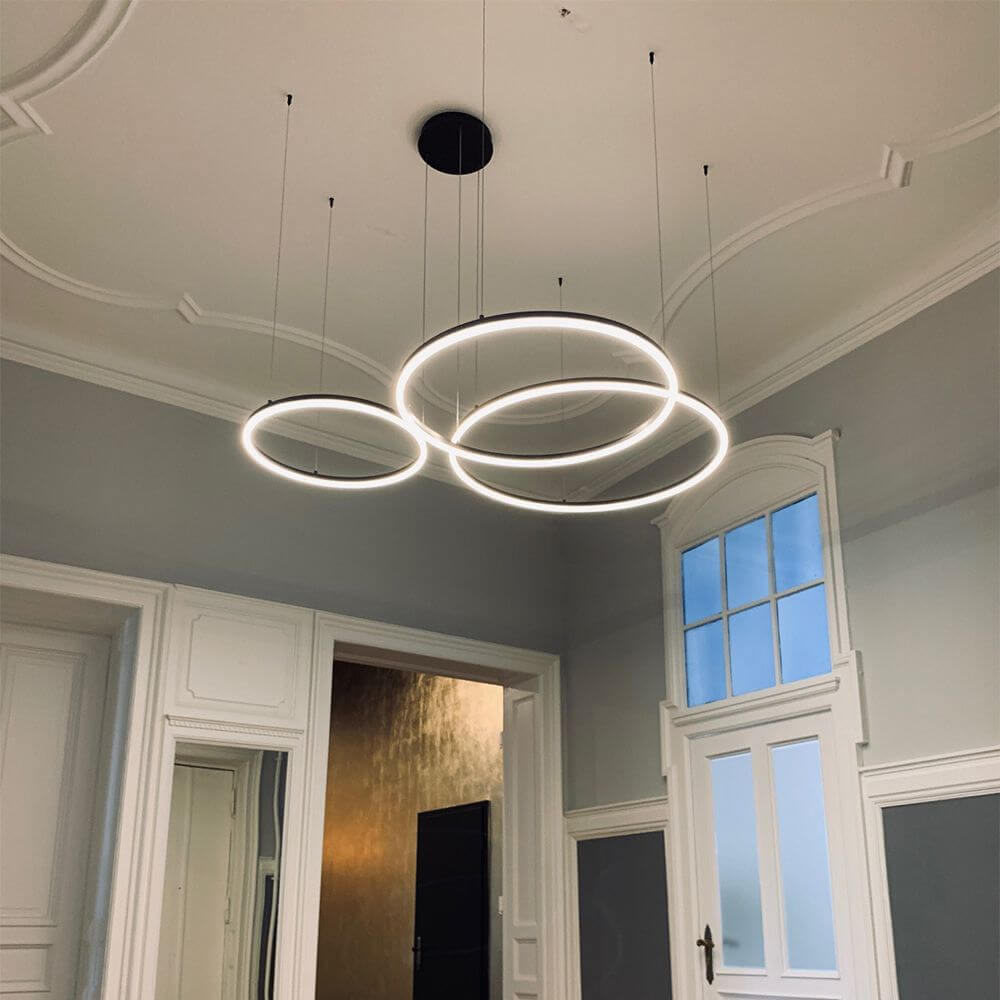 s.luce Lámpara colgante LED de anillo excéntrico de 3 luces