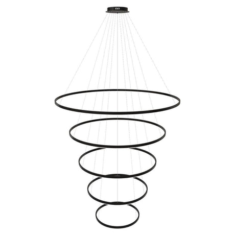 s.luce LED ring pendant light 5-flame central, modern and elegant pendant light for large spaces.