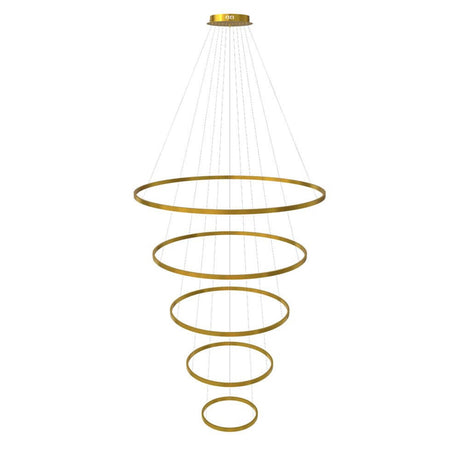 s.luce Lampadario a anello LED 5 fiamme centrale - design moderno in oro per un'illuminazione elegante.