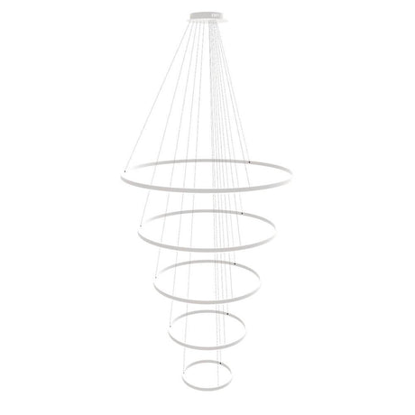 s.luce Anneau LED suspension 5-flammes central – suspension élégante et moderne en blanc.