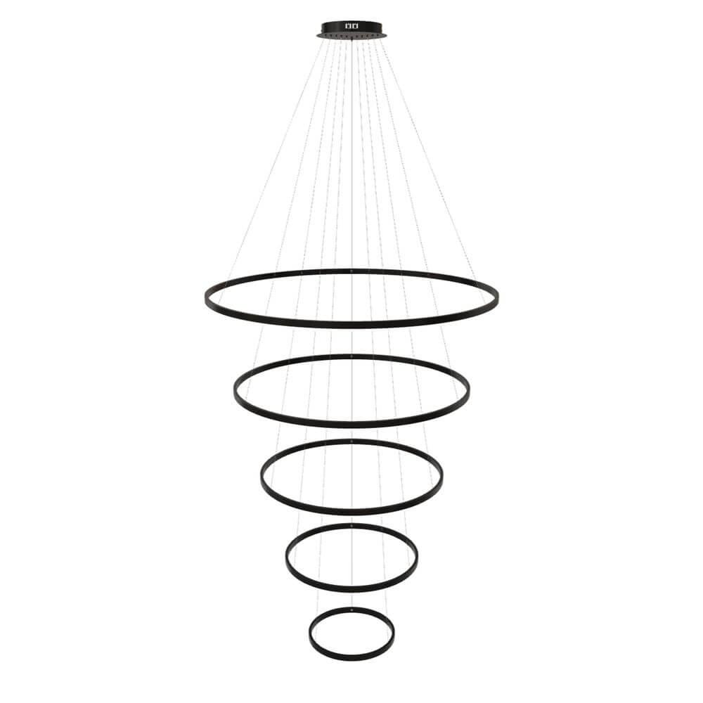 s.luce LED-renkaan riippuvalaisin 5-lamppuinen keskeinen modernissa muotoilussa viidellä rengasvalolla kaapeleissa.