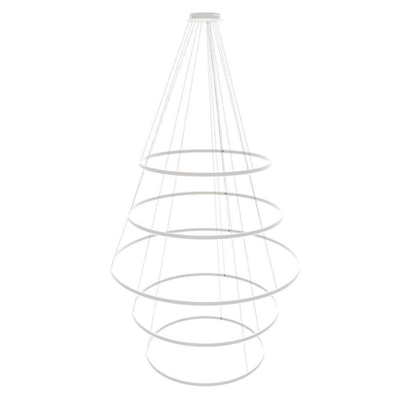 s.luce LED Ring Pendelleuchte 5-flammig Zentrisch in modernem Design, geeignet für Treppenhäuser und Galerien.