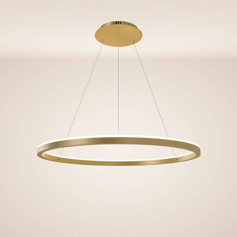 s.luce LED Ring Pendelleuchte rund Direkt oder Indirekt in modernem Design mit goldener Oberfläche.