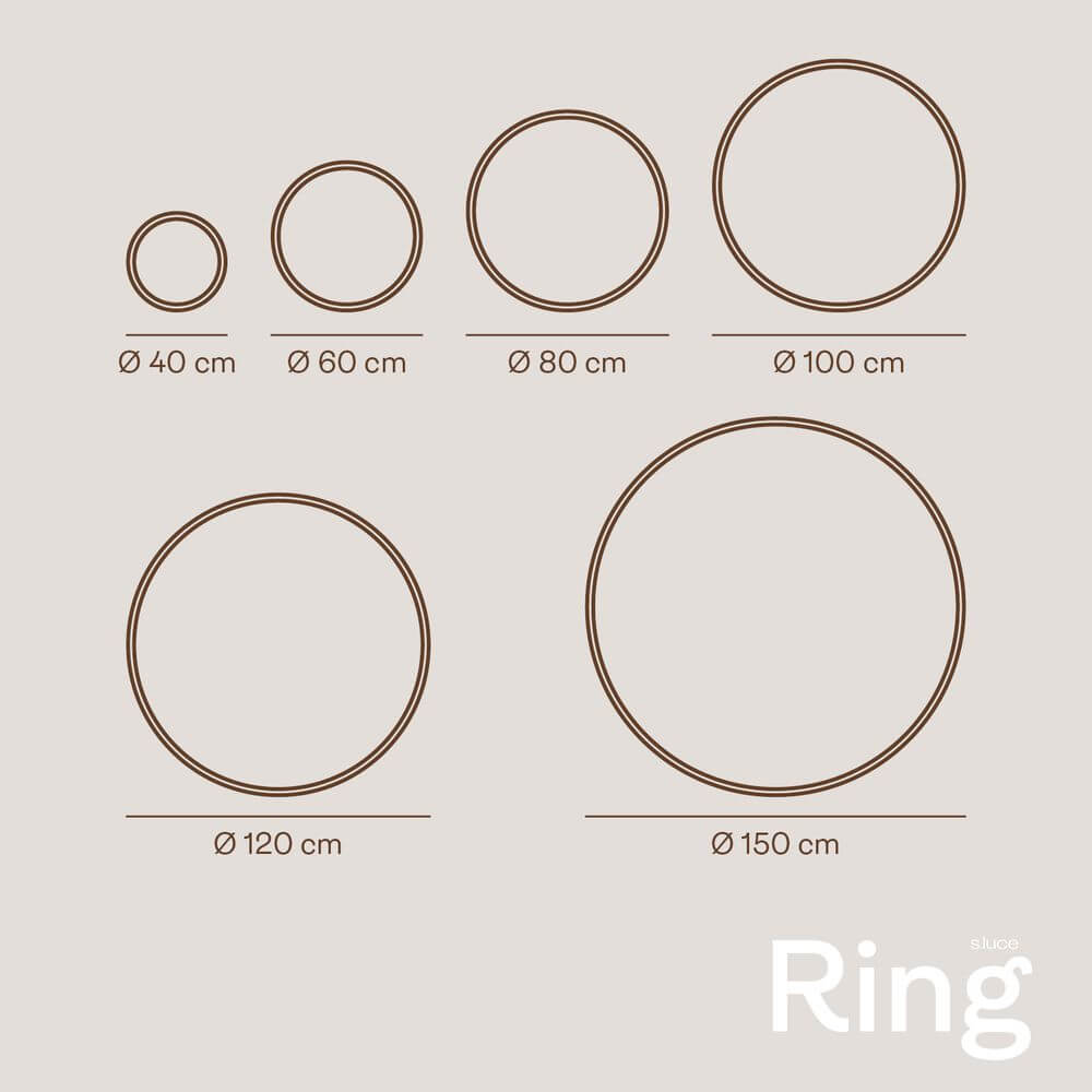 s.luce LED Ring Pendelleuchte rund Direkt oder Indirekt in verschiedenen Größen 40 cm, 60 cm, 80 cm, 100 cm, 120 cm, 150 cm.
