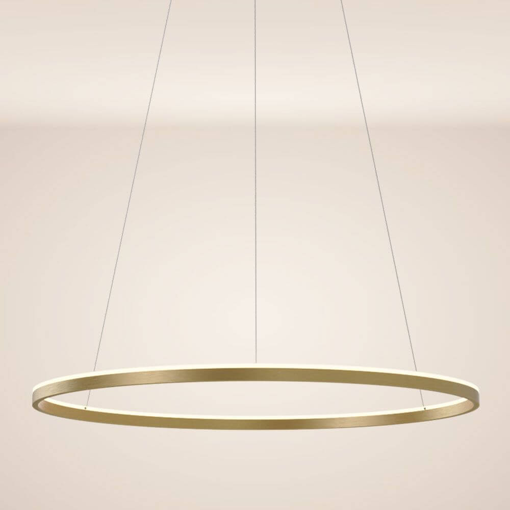 s.luce LED Ring Pendelleuchte rund Direkt oder Indirekt in modernem Design mit goldfarbenem Finish.