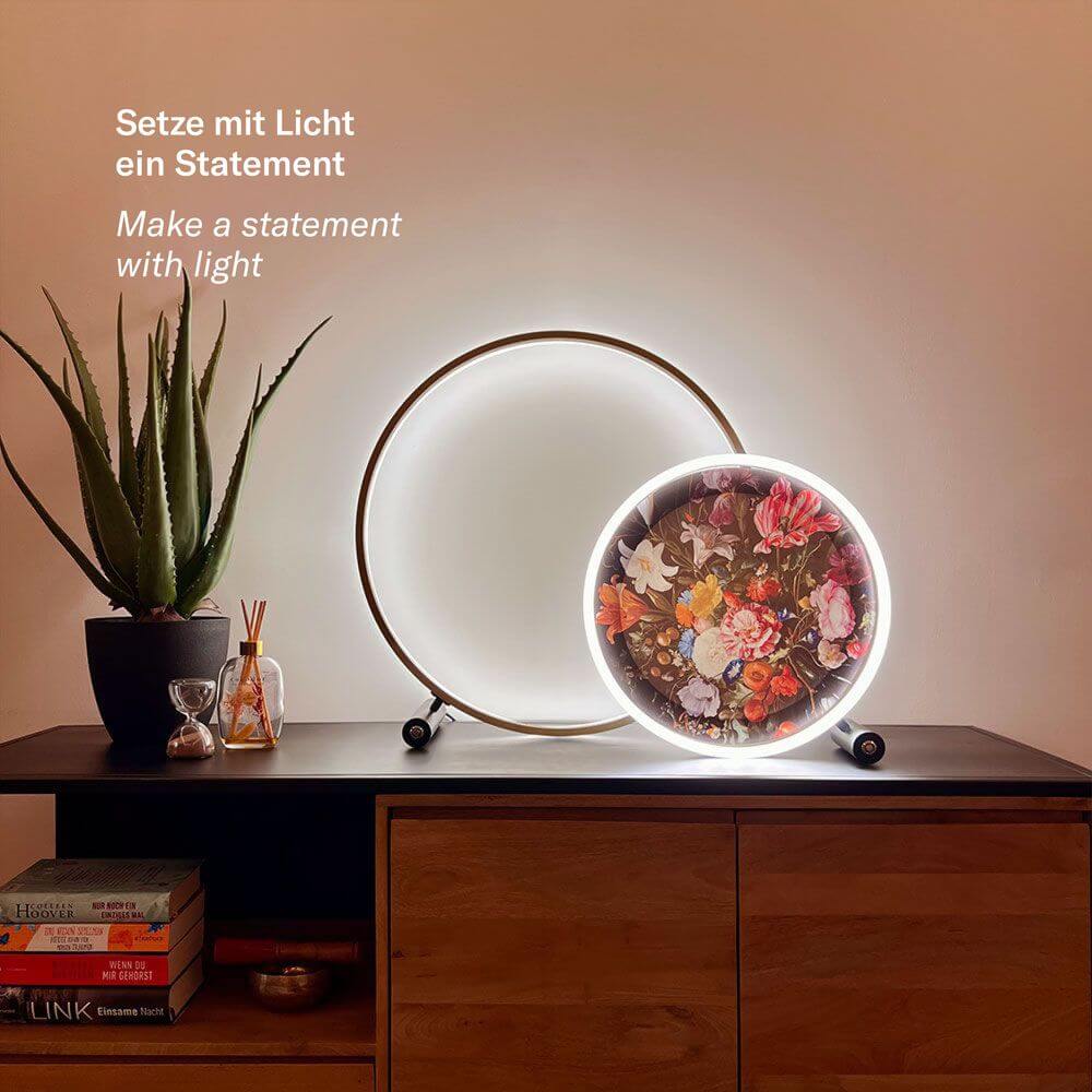 s.luce Candeeiro de mesa com anel LED direto ou indireto