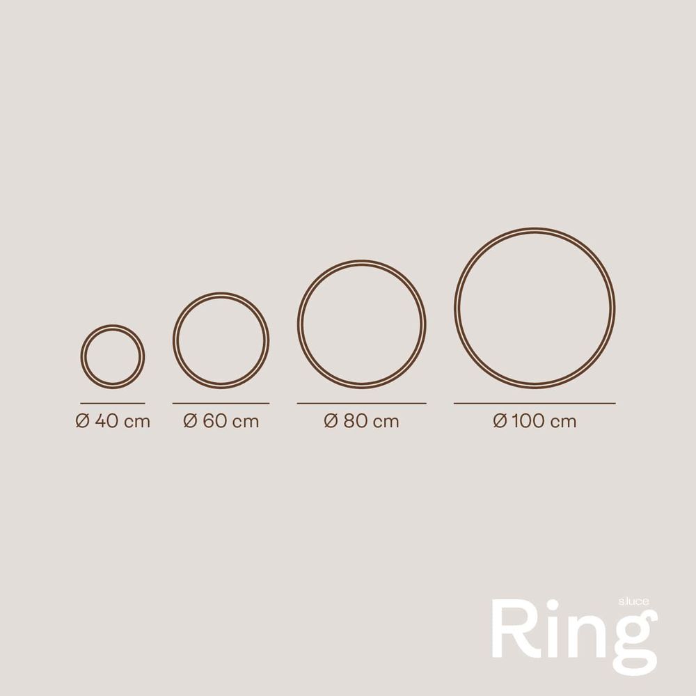 s.luce LED Aplique de parede e candeeiro de teto Ring Regulável moderno redondo em vários tamanhos Ø 40 cm a Ø 100 cm