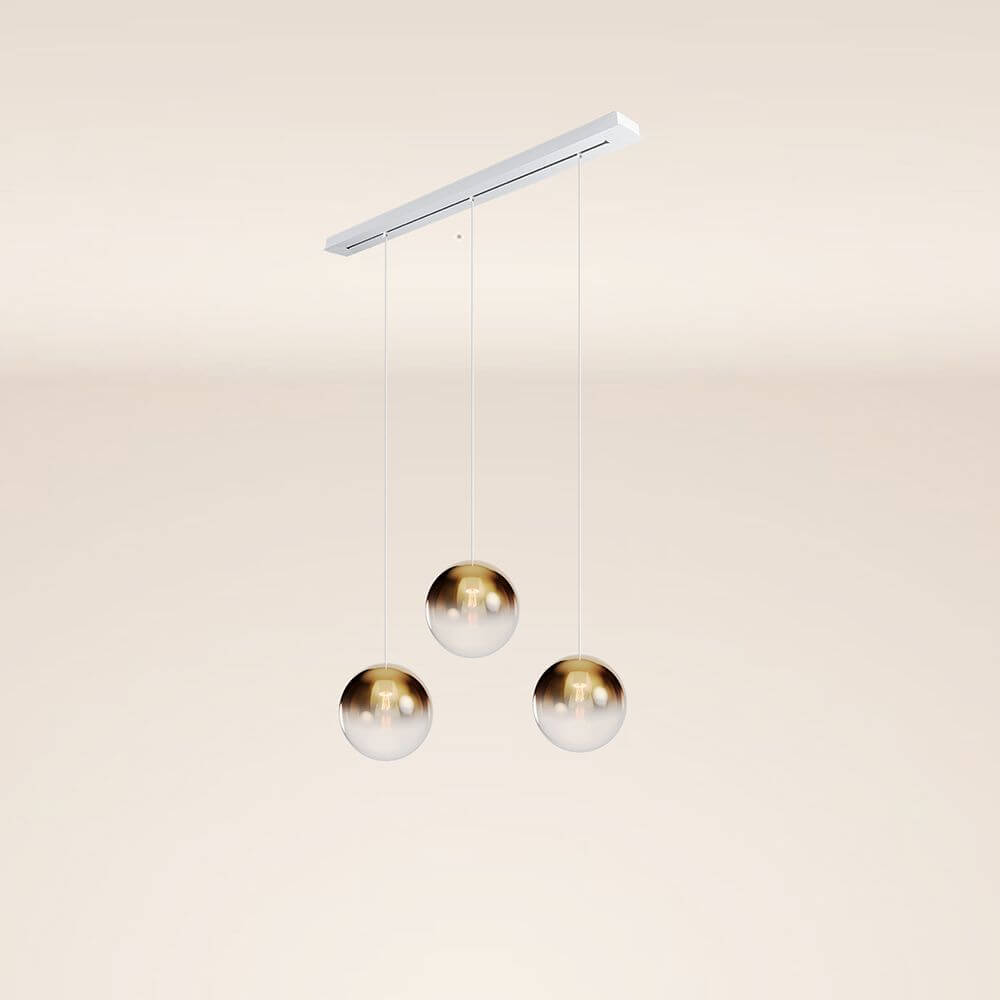 s.luce Orb 3-flammig Ø 30 Esstisch-Pendelleuchte 120cm mit drei eleganten Pendel-Lampen.