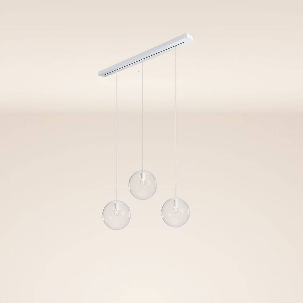 s.luce Orb 3-flammig Ø 30 Esstisch-Pendelleuchte 120cm mit drei gläsernen Pendelkugeln