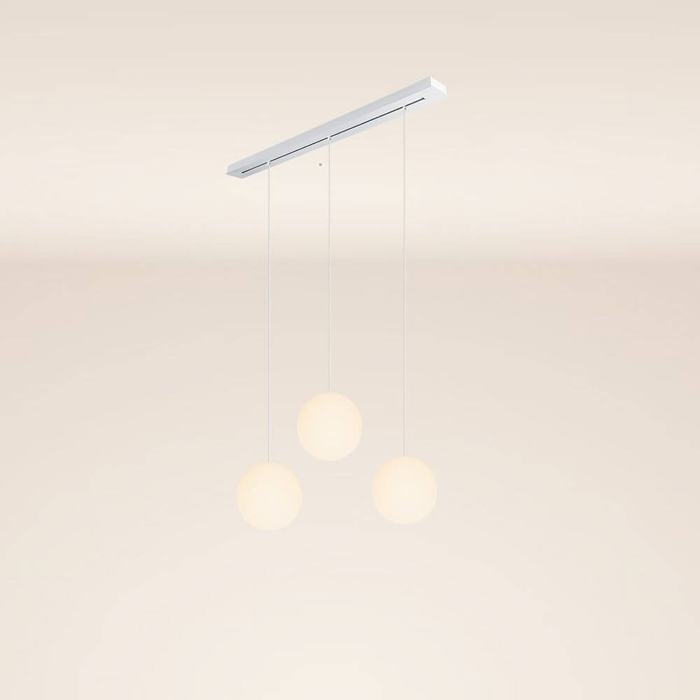 s.luce Orb 3-flammig Ø 30 Esstisch-Pendelleuchte 120cm mit drei schlichten Glaskugeln