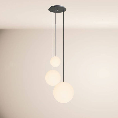 s.luce Orb 3-bulb gallery lamp modular with three hanging round lamps in elegant design.