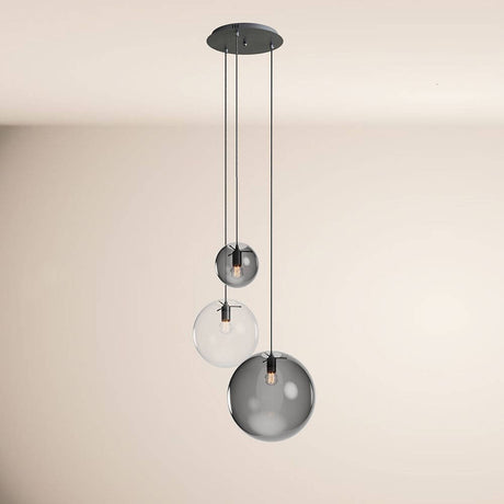 s.luce Orb 3-bulb gallery lamp modular in elegant version with three pendants.