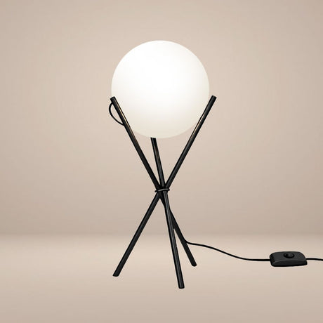 s.luce Candeeiro de mesa de vidro Orb Axis tripé 20cm