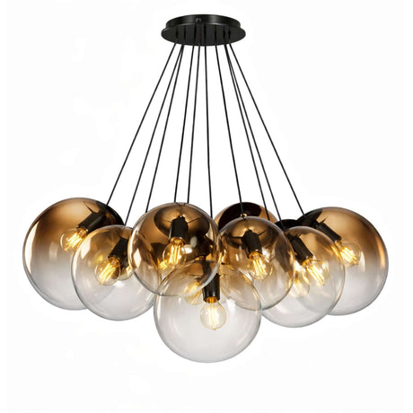 s.luce Orb Cluster Glas-Pendelleuchte 13-flammig 13x20cm in modernem Design für Wohnzimmerbeleuchtung.