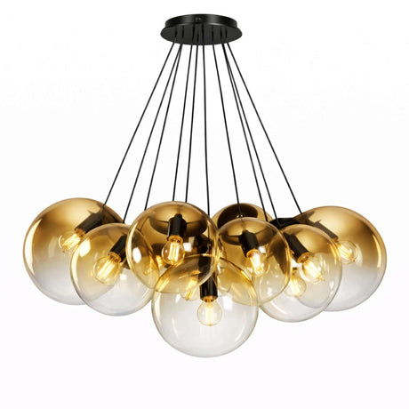 s.luce Orb Cluster Glas-Pendelleuchte 13-flammig 13x20cm mit eleganten Glaskugeln für modernes Wohnen.