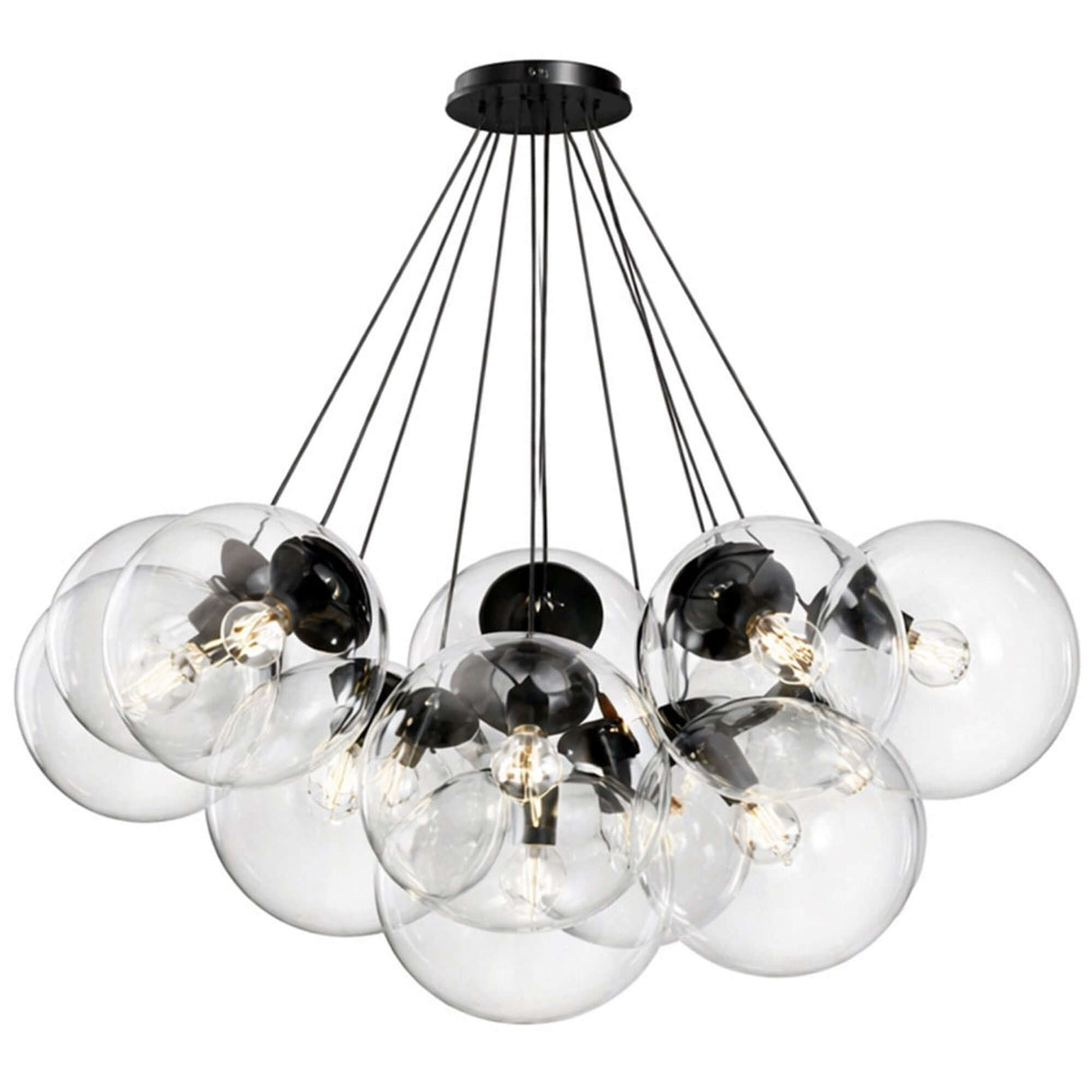 s.luce Orb Cluster Glas-Pendelampe 13-flammig 13x30cm in modernem Design mit 13 mundgeblasenen Glaskugeln für stilvolle Wohnräume.