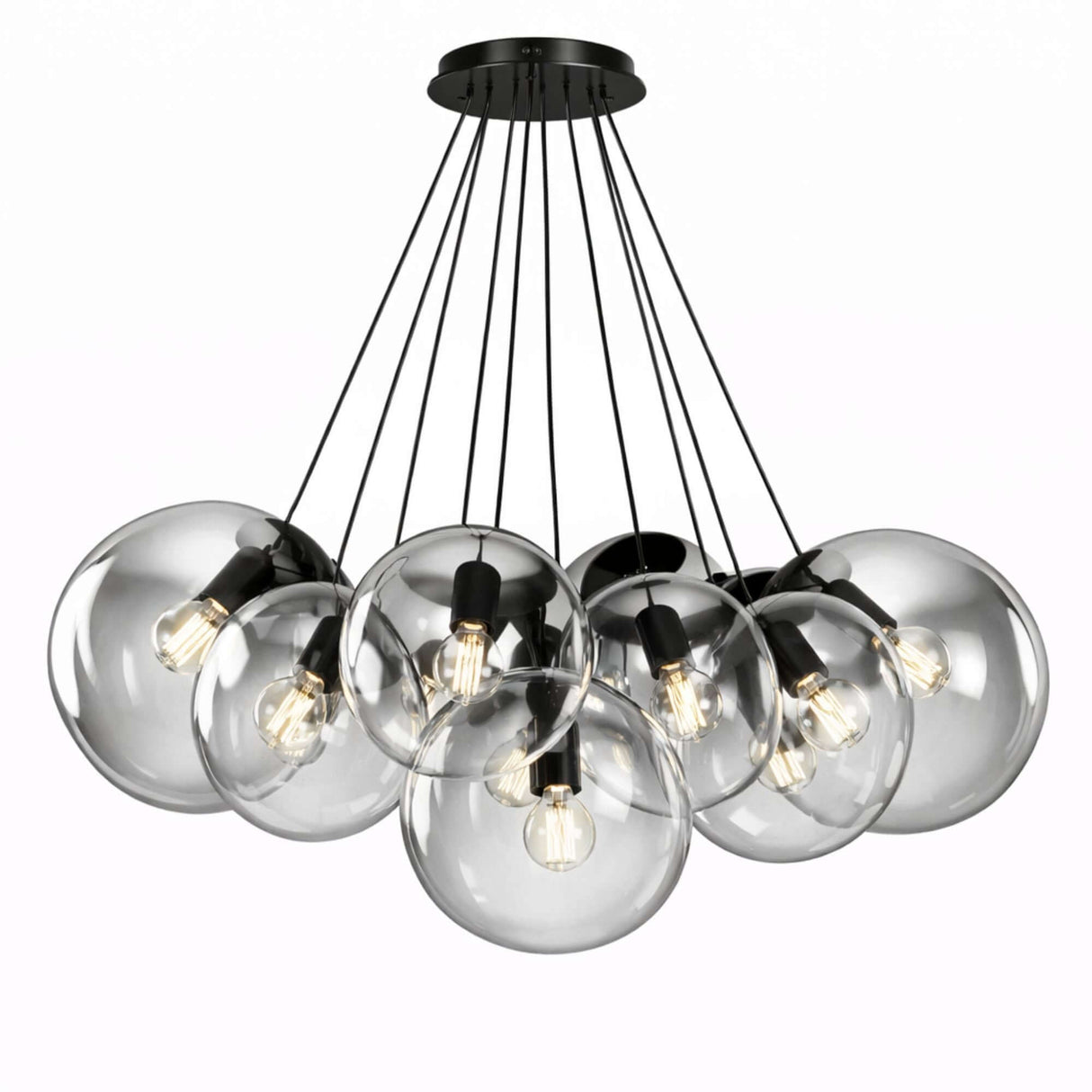 s.luce Orb Cluster Glas-Pendelampe 13-flammig 13x30cm mit 13 mundgeblasenen Glaskugeln für stilvolle Wohnräume.