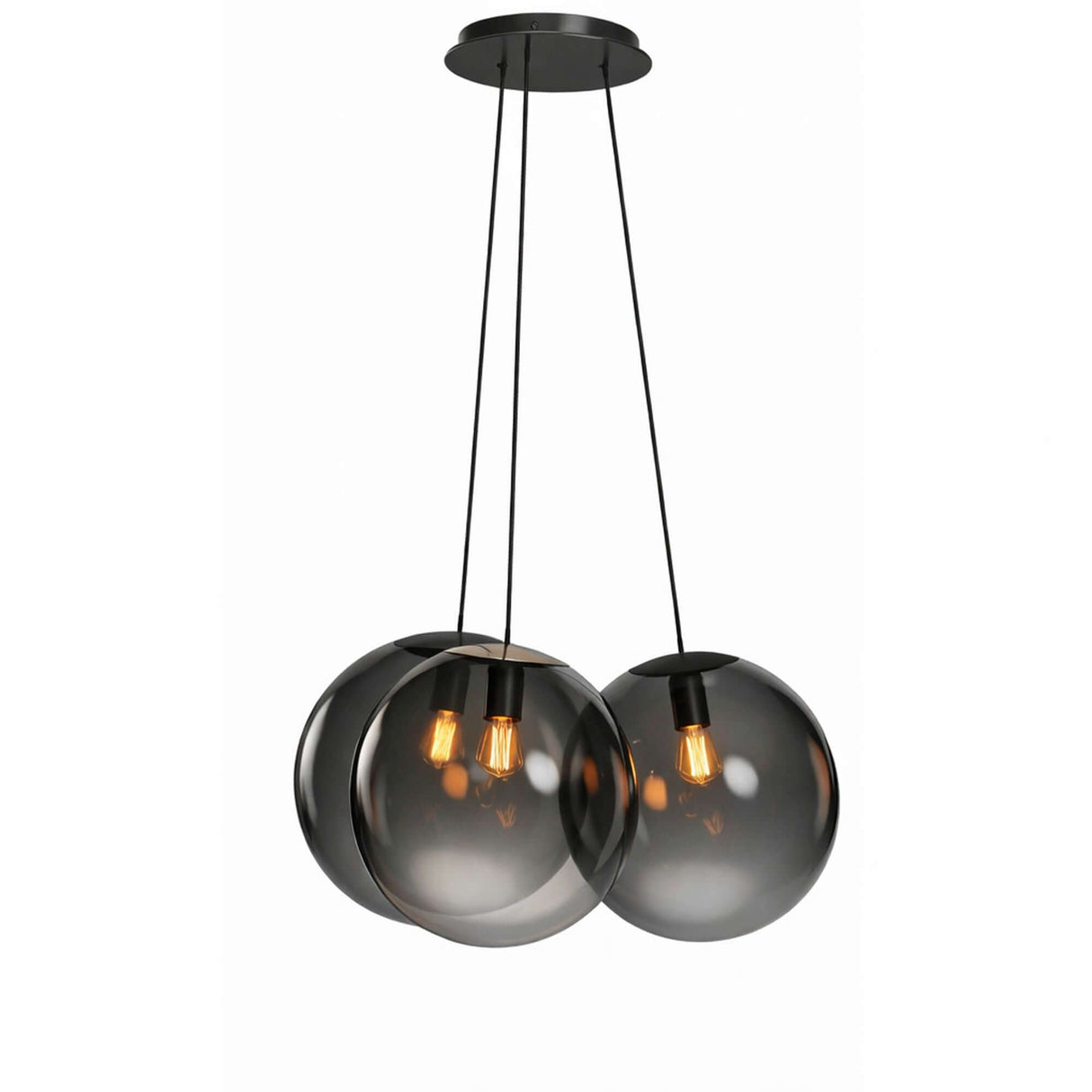 s.luce Orb Cluster Glas-Hängelampe 3-flammig 3x20cm, moderne Pendelleuchte mit eleganten Glas-Kugeln für Wohnzimmer.