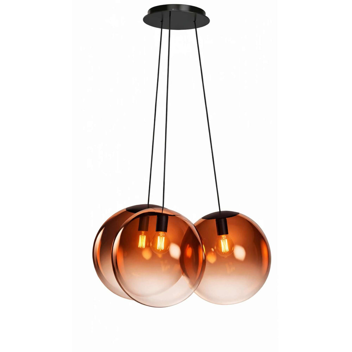 s.luce Orb Cluster Glas-Hängelampe 3-flammig 3x20cm in modernem Design für Wohnzimmer und Essbereich, aus mundgeblasenem Glas.