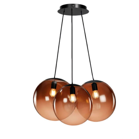 s.luce Orb Cluster Glas-Pendelleuchte 3-flammig 3x30cm mit drei filigranen Glaskugeln für stilvolles Licht im Wohnbereich.