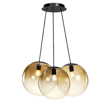 s.luce Orb Cluster Glas-Pendelleuchte 3-flammig 3x30cm mit drei mundgeblasenen Glaskugeln für stilvolle Lichtwirkung.