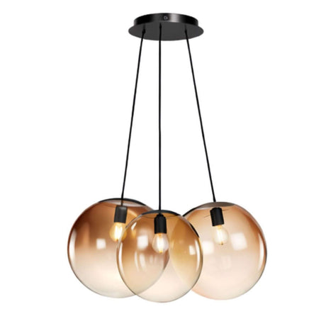 s.luce Orb Cluster Glas-Pendelleuchte 3-flammig 3x30cm mit mundgeblasenen Glaskugeln für stilvolles Licht im Wohnbereich.