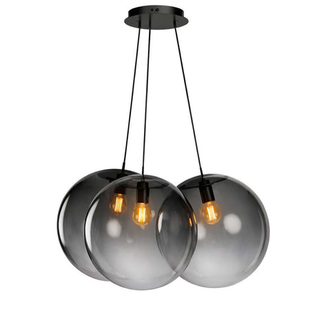 s.luce Orb Cluster Glas-Hängeleuchte 3-flammig 3x40cm mit drei mundgeblasenen Glaskugeln.
