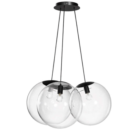 s.luce Orb Cluster Glas-Hängeleuchte 3-flammig 3x40cm mit drei mundgeblasenen Glaskugeln.