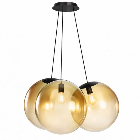 s.luce Orb Cluster Glas-Pendelampe 3-flammig 3x50cm, moderne Pendelleuchte mit drei großen Glaskugeln, ideal für hohe Decken und offene Wohnräume.