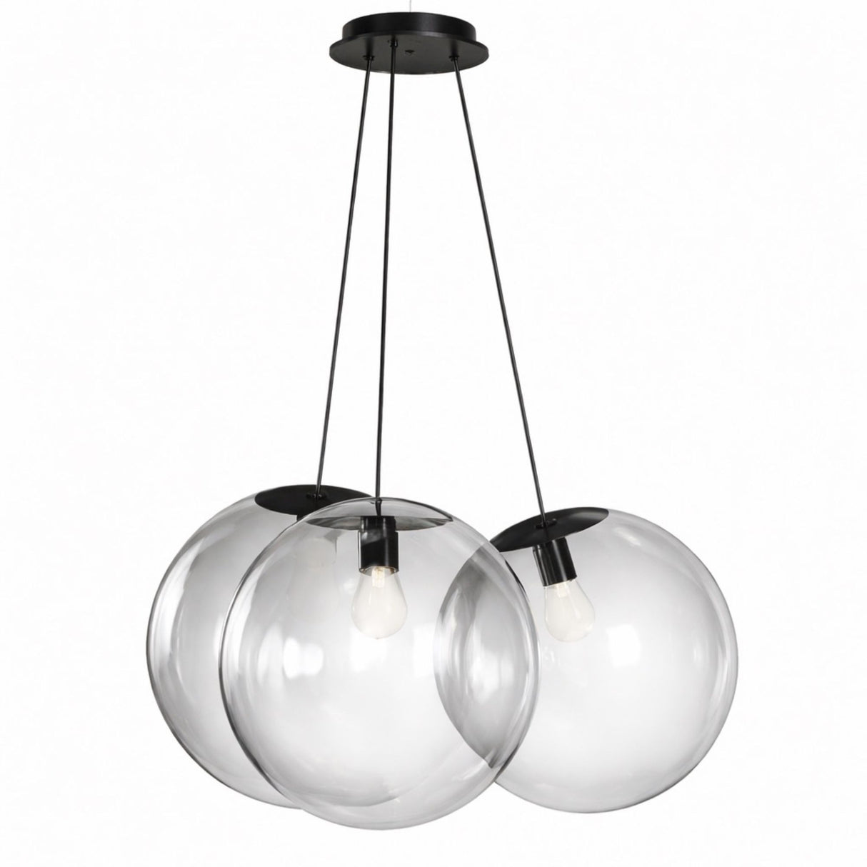 s.luce Orb Cluster Glas-Pendelampe 3-flammig 3x50cm mit mundgeblasenen Glaskugeln für modernes Wohnzimmer und Esstisch.