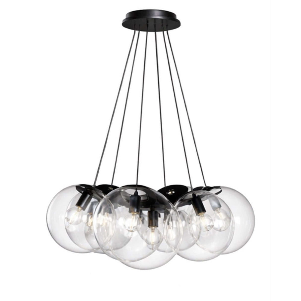 s.luce Orb Cluster Mehrfach-Pendelleuchte 7-flammig 7x20cm, elegante Glaskugeln, modernes Design für Wohnzimmer und Esstisch.