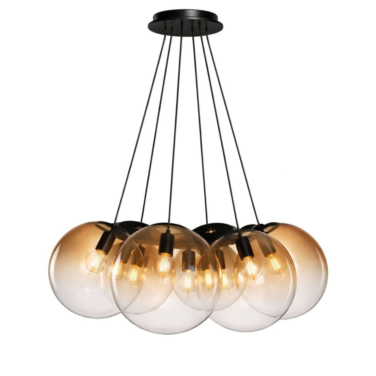 s.luce Orb Cluster Mehrfach-Pendelleuchte 7-flammig 7x20cm mit eleganten Glaskugeln, moderne Deckenleuchte für stilvolles Wohnen.