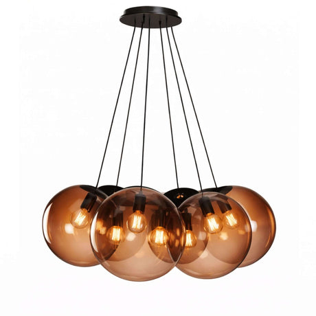 s.luce Orb Cluster Mehrfach-Hängelampe 7-flammig 7x30cm mit mundgeblasenen Glaskugeln in modernem Design.