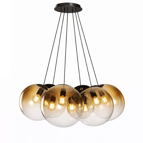 s.luce Orb Cluster Mehrfach-Hängelampe 7-flammig 7x30cm mit sieben mundgeblasenen Glaskugeln.