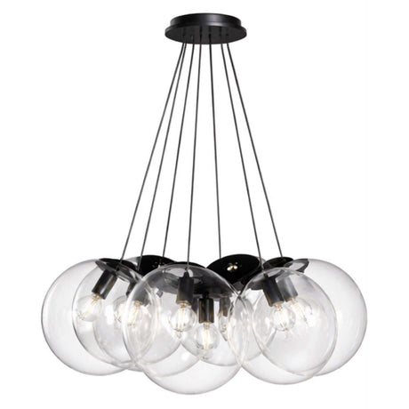s.luce Orb Cluster Mehrfach-Hängelampe 7-flammig 7x30cm mit sieben mundgeblasenen Glaskugeln.