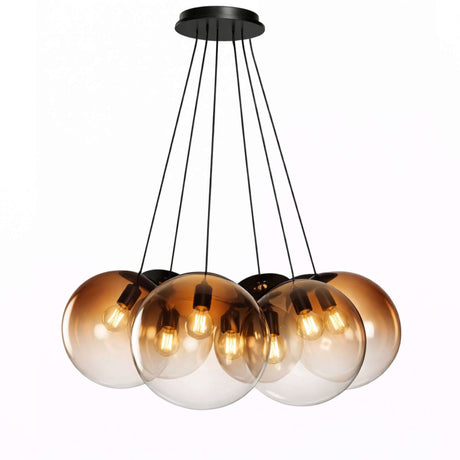 s.luce Orb Cluster Mehrfach-Pendelleuchte 7-flammig 7x40cm mit mundgeblasenen Glaskugeln für modernen Wohnstil.