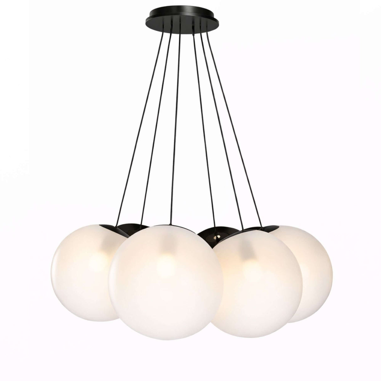 s.luce Orb Cluster Mehrfach-Pendelleuchte 7-flammig 7x40cm, moderne Deckenleuchte mit 7 mundgeblasenen Glas-Kugeln.