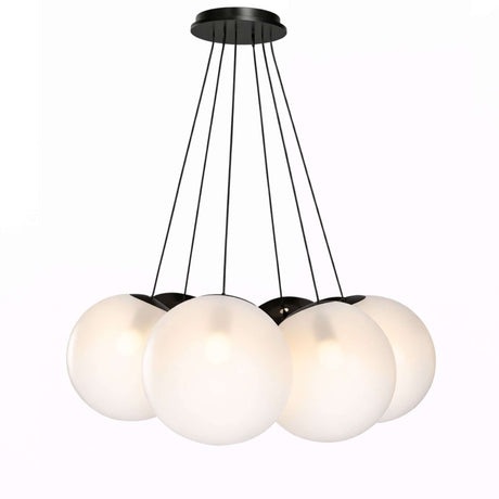 s.luce Orb Cluster Mehrfach-Pendelleuchte 7-flammig 7x40cm, moderne Deckenleuchte mit 7 mundgeblasenen Glas-Kugeln.