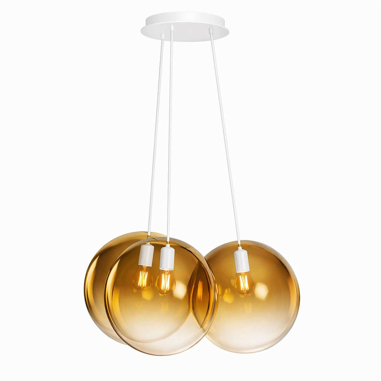 s.luce Orb Cluster Glas-Hängelampe 3-flammig 3x20cm mit drei mundgeblasenen Glaskugeln.