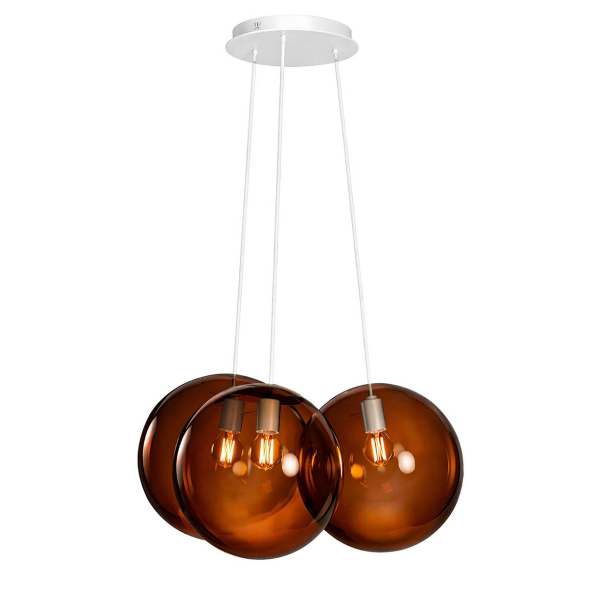 s.luce Orb Cluster Glas-Hängelampe 3-flammig 3x20cm mit drei mundgeblasenen Glaskugeln in elegantem Design.