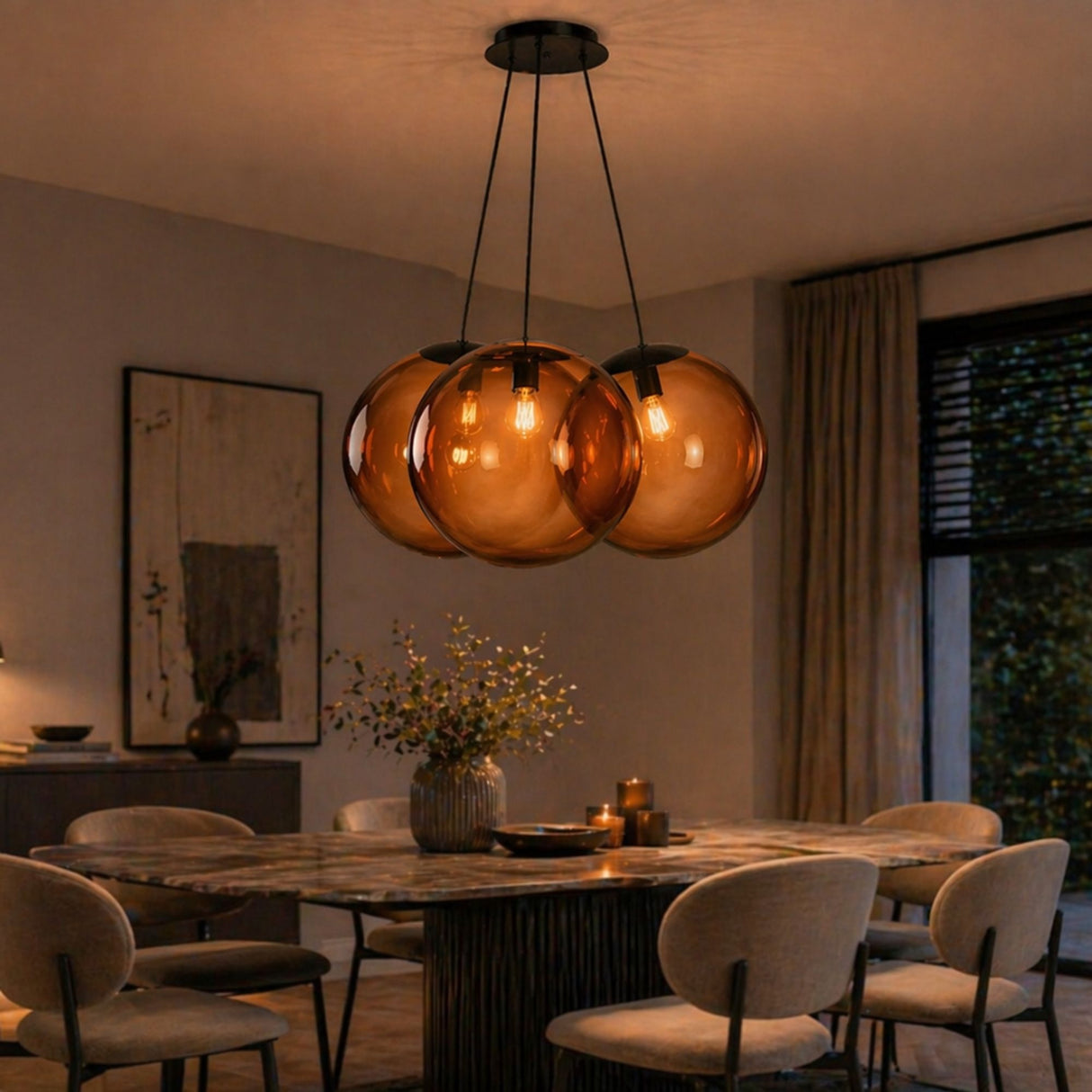 s.luce Orb Luminária pendente Cluster em vidro 3 luzes 3x50cm